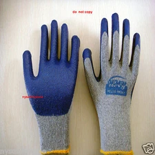 240 Pairs Premium BLUE Latex Rubber Coated Palm Work Gloves 