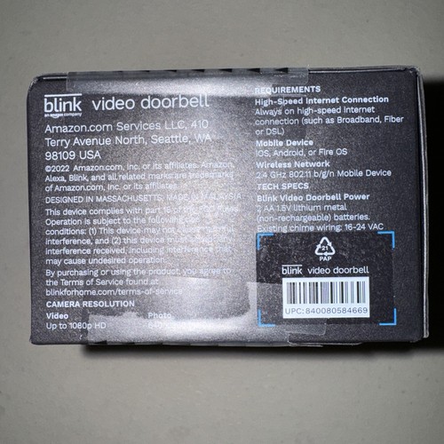 Blink Video Doorbell (schwarz) - Akku/kabelgebunden *NEU* - Bild 5 von 5