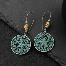 Vintage Boho Style Antique Finish Dangle Drop Earrings For Women Fashion Jewelry