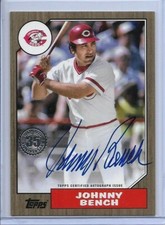2022 TOPPS 1987 TOPPS GOLD JOHNNY BENCH SIGNED AUTO #D/25 CINCINNATI REDS
