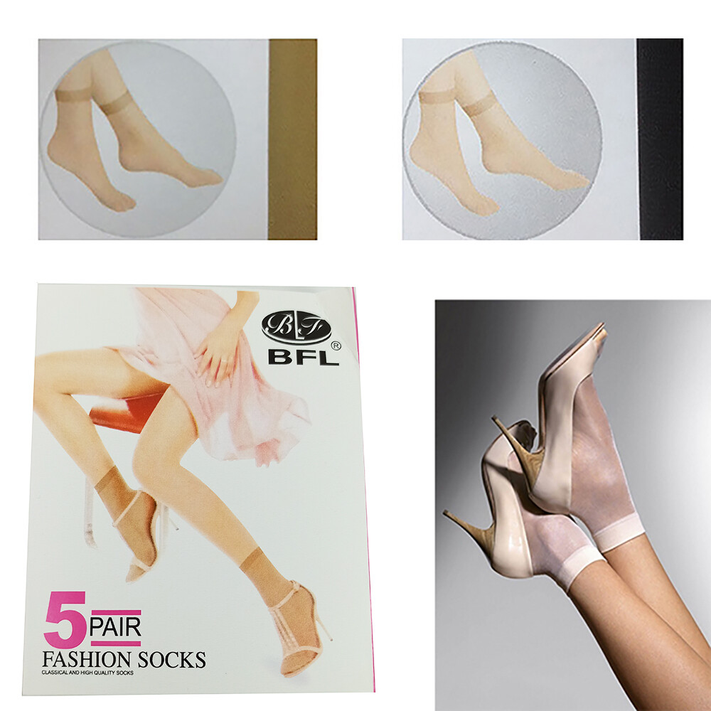 Pares De Calcetines Mujer Carne Negro Velado Nylon Filanca