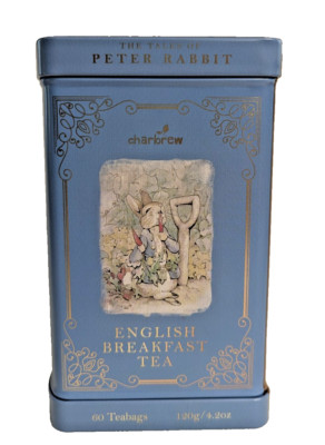 Charbrew English Breakfast Tea Peter Rabbit Tin Box 60 Tea Bags Exp. 12/27 NEW