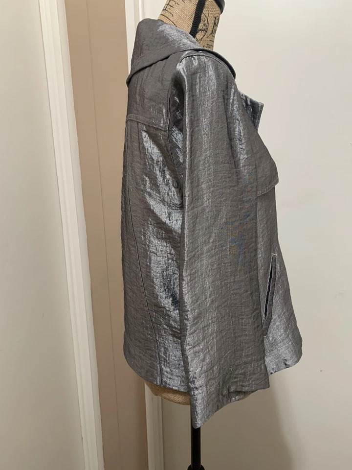 Ruby Rd. Blazer Metálico Plateado Manga 3/4 Botón Delantero Talla 8 Foto 4 de 4