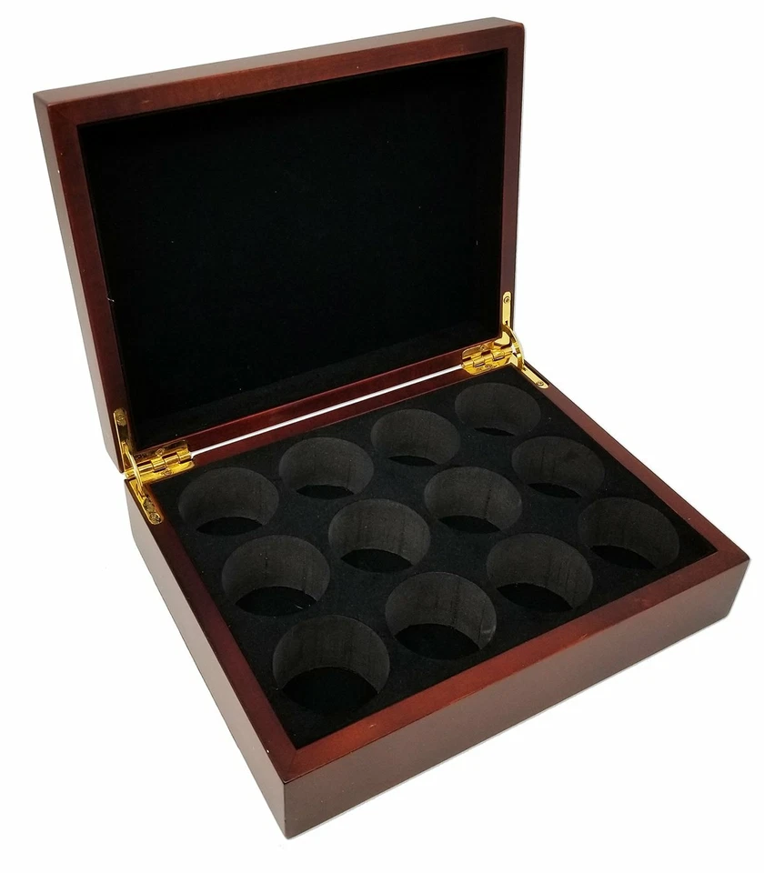 Caja de pelotas de golf DA VINCI personalizada de madera grabada con espacio para 12 pelotas Foto 4 de 4