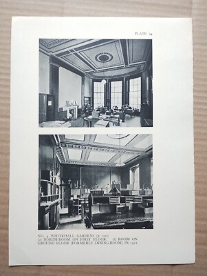 Interieur von 4 Whitehall Gardens, Westminster, London - antiker Druck - 1930