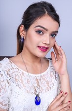 Chevron Designer Handmade Womens Pendant Earrings Fashion Jewelry Set