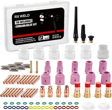 RX WELD 87PCS TIG Welding Torch Stubby Gas Lens #12 Glass Cup Kit for WP-17/18/2