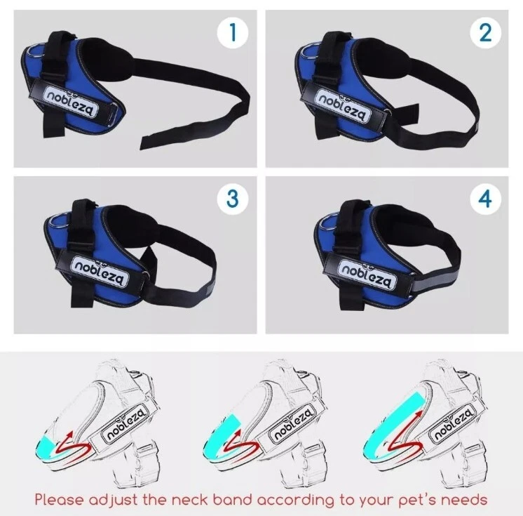 Dog Harness vest, No Pull with Handle Soft Padding Blue M New Nobleza