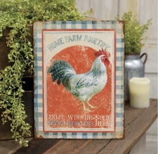 Home Farm Poultry Distressed Rusty Metal Kitchen Sign Farmhouse Rustic NEW