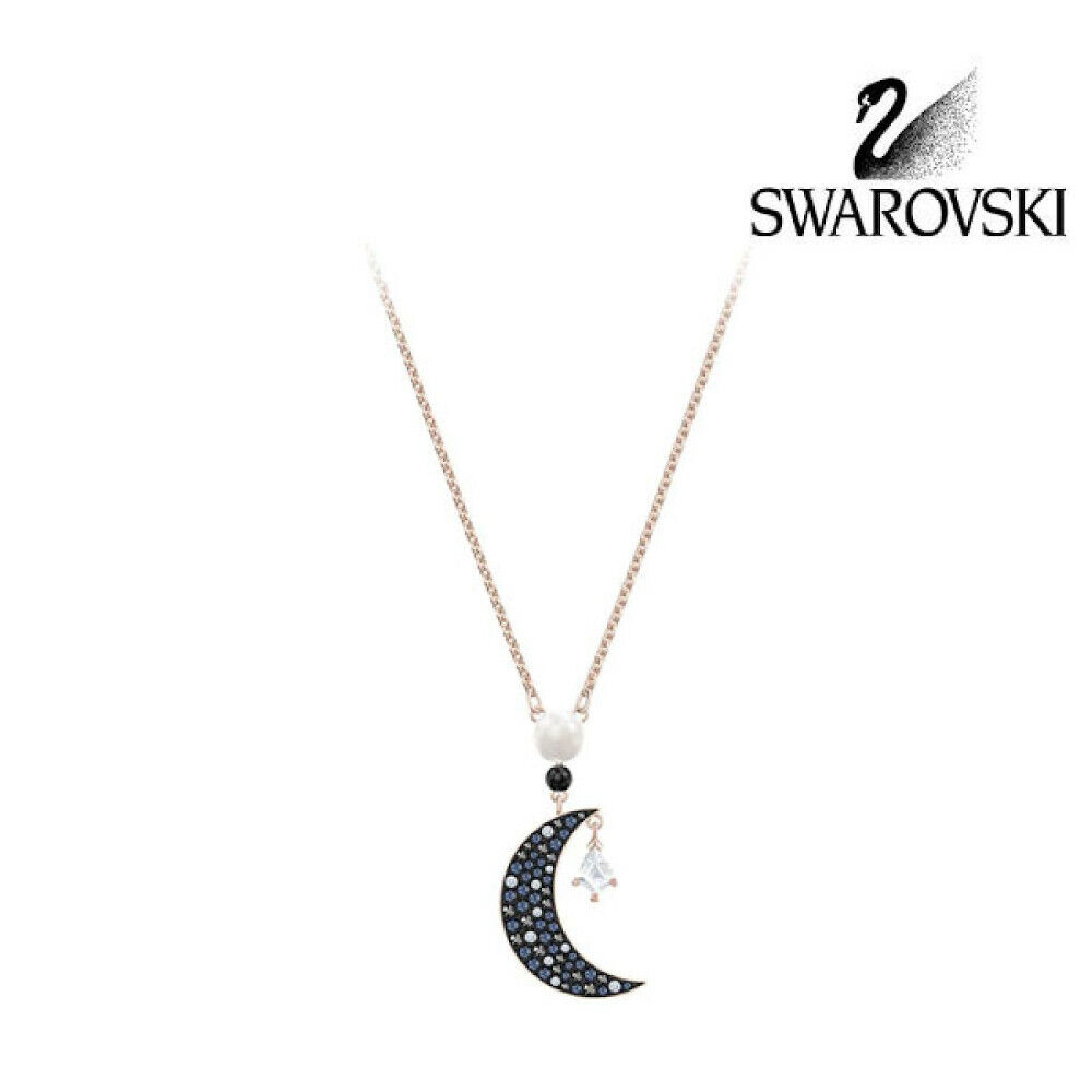 Large Vintage Sterling Silver Crescent Moon Necklace with Sapphire Swarovski  Crystal on Heart | MakerPlace by Michaels