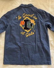 Drake’s London x Aime Leon Dore Chain Stitch Chore Coat Jacket Blue 40