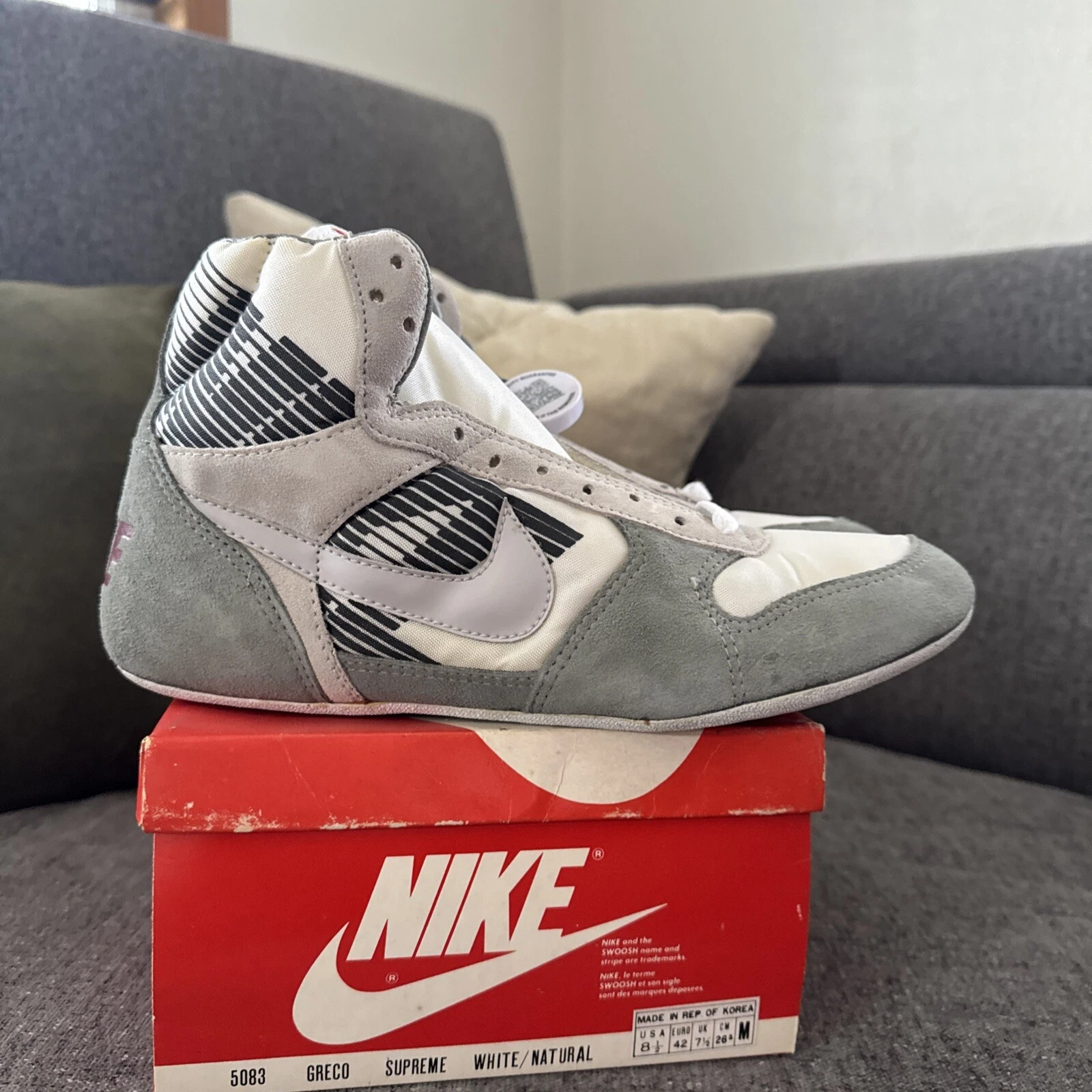 Chaussures de lutte Nike Greco Supreme blanc/naturel homme pointure 8,5 vintage freeks