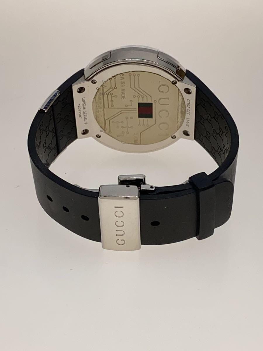 GUCCI Men's Watch Quartz Digital Rubber Black SS 114-2 Used GUCCI Men's Watch Quartz Digital Rubber Black SS 114-2 Used