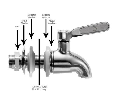 Boroux Stainless Steel Spigot - Fits Berkey And Other Gravity Filter Systems As Well As Beverage Dispensers With 5/8 To 3/4" Spigot Openings (858502005111)