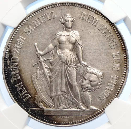 1885 SWITZERLAND BERN Swiss SHOOTING FESTIVAL Silver 5 Francs NGC Coin i106424