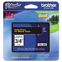 Brother Tze Standard Adhesive Laminated Labeling Tape 3/4w Gold On Black Tze344 on sale Brother Tze Standard Adhesive Laminated Labeling Tape 3/4w Gold On Black Tze344 on sale
