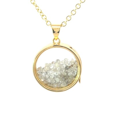 Diamant Medaillon Anhänger rund 14k Gold & Gold gefüllt Halskette Shaker
