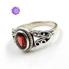 Red Garnet Gemstone 925 Sterling Silver Handmade Ring Jewelry Ring Gift For Her