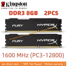 HyperX FURY DDR3 1600 MHz 2x 8GB PC3-12800 Desktop RAM Memory DIMM 240pins 16GB