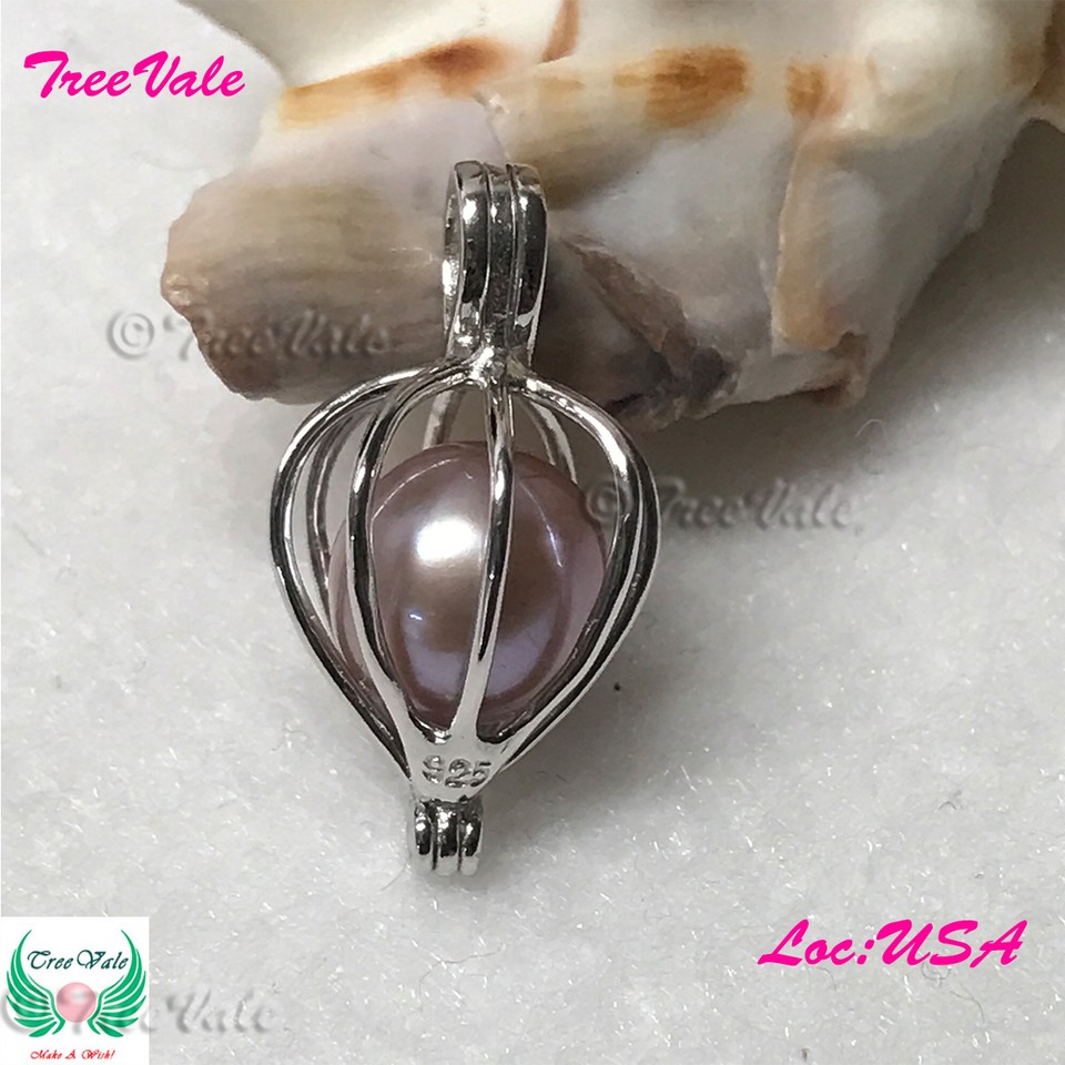 TreeVale Sterling Silver Locket Pendant With Pearl Cage - Holds 5mm To 9mm Pearls 12 thumbnail image