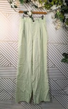 ZARA Women's Light Green High Waisted Trousers Wide Flare Leg Size Small