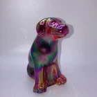 Fenton Red Iridescent Art Carnival Glass Lab Labrador Dog Figurine - With Tag