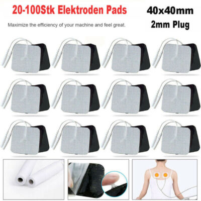 20-100x TENS Elektroden Pads 4x4cm Selbstklebend Für Massage EMS Reizstrom Gerät