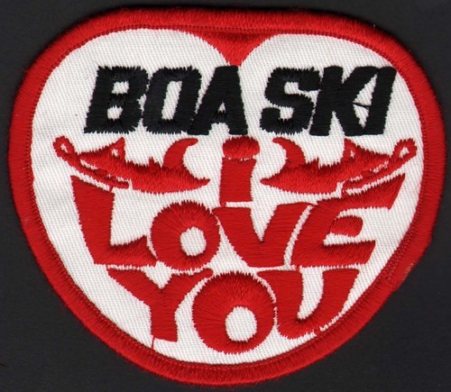 Vintage uniform patch BOA SKI I Love You snowmobiles pictured unused n-mint+