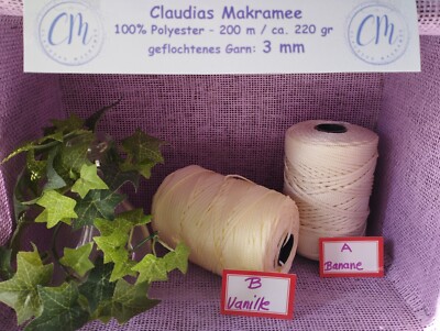 OUTDOOR - Garn 100 % Polyester 3 mm 200 m Rolle in  verschiedenen Farben