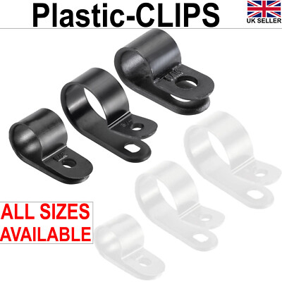 P Clips Nylon schwarz oder weiß Kunststoffklemme Schlauch Kabelhalter Montage P Clips