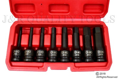 1/2'' Drive Impact Socket Hex Bits | 8pc Metric Set Long Air Allen Driver