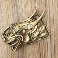 Brass Solid Dragon Head Belt Buckle Men Retro Copper Buckle Fit 3.6-3.8cm Belt