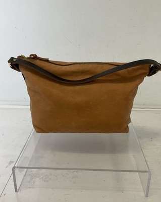 Zina Kao Tan Black Leather Top Zip Shoulder Bag