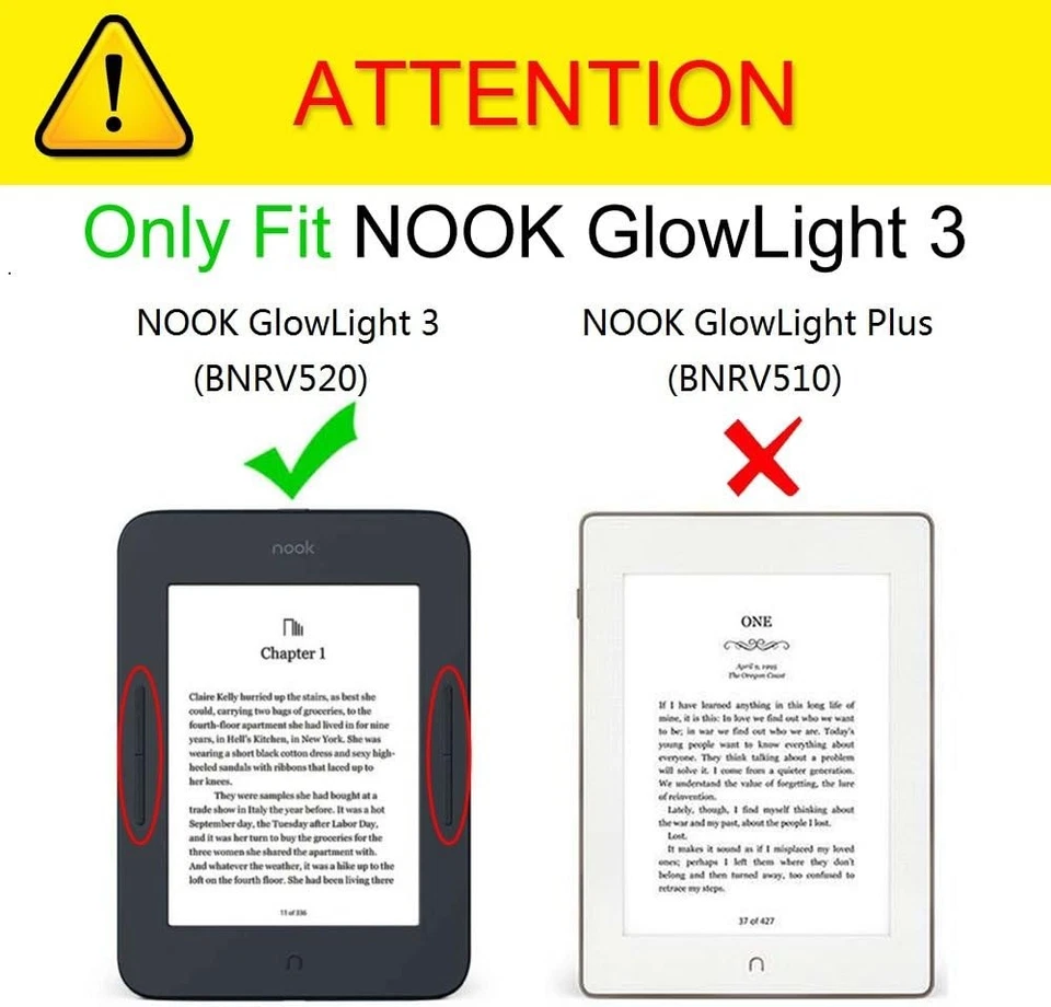 For New Barnes & Noble NooK GlowLight 3 eReader BNRV520 2017 Case Cover Shell - Image 2 of 4