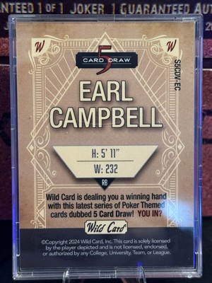 2024 wild card 5 card draw football Earl Campbell 1/1 | eBay