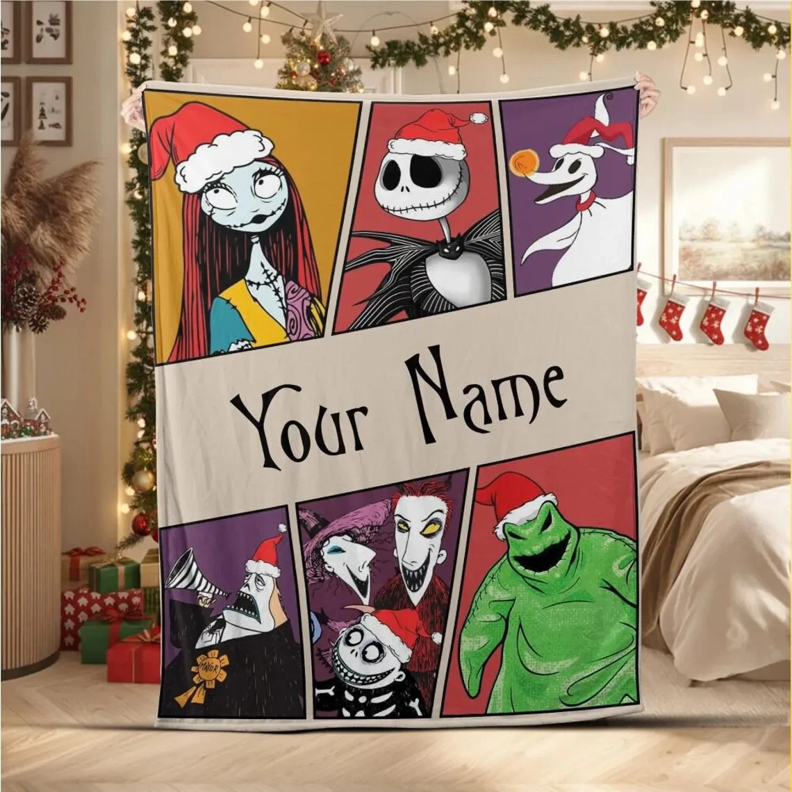 Fleece Blanket Funny  Nightmare Before Christmas Happy 5