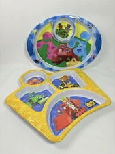 (2) Zak Designs Compartment Melamine Plates Bob The Builder Blues Clues Magenta