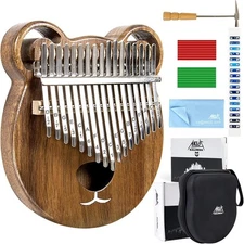 Solid Wood Kalimba - 17 Keys Thumb Piano with Protective Case & 90-Day Guarantee