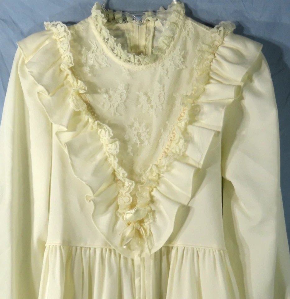 Vestido De Colección Cenicienta Marfil BODA MAXI CABAÑA Volantes y Encaje V-YUGO Niñas 14 Foto 3 de 4