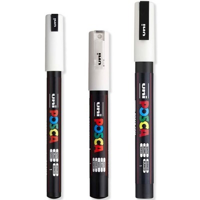 - Ultra Fine to Fine Paint Marker Pens Set - PC-1MR, PC-1M, PC-3M - White Ink...