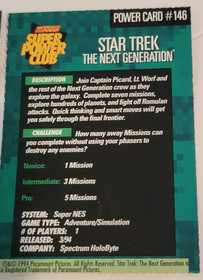 Nintendo GB & NES Super Power Club Star Trek: The Next Gen Card #93 & #146 - USA