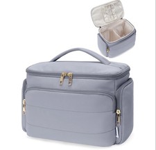 Travel Toiletry Bag for Women Wide-open Large Makeup Bag with Handle Puffy Ma...