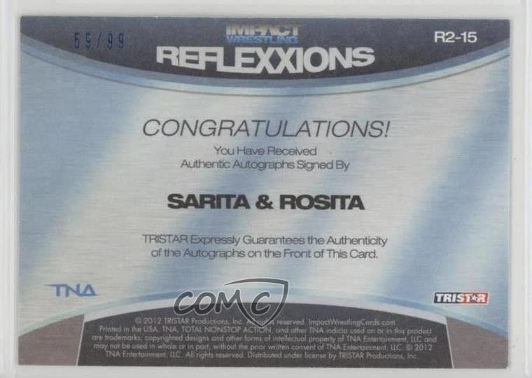 2012 TRISTAR TNA Impact Wrestling Reflexxions Dual Blue /99 Sarita Rosita Auto - Image 2 of 2