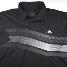 Adidas Polo Shirt Mens XL Black White Stripe Dot Golf Performance Lightweight
