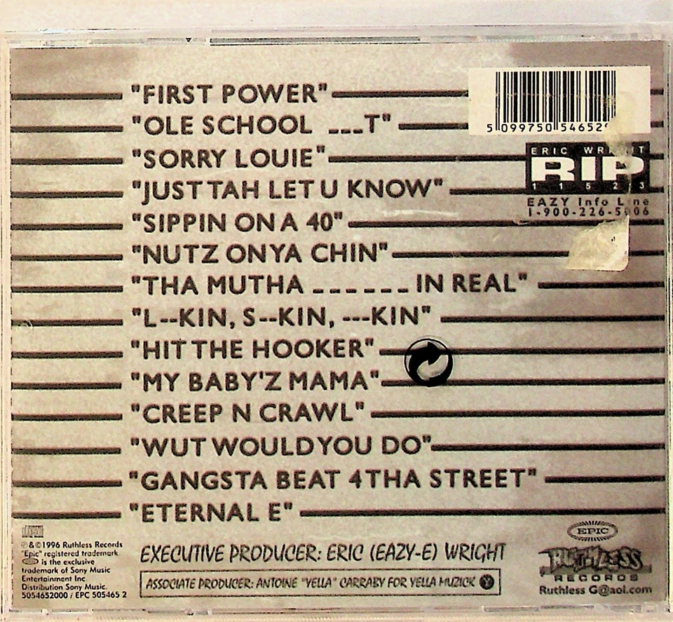 Eazy-E -Str8 Off Tha Streetz Of Muthaphukkin Compton CD -NEW (1996) Hip Hop - Image 2 of 2
