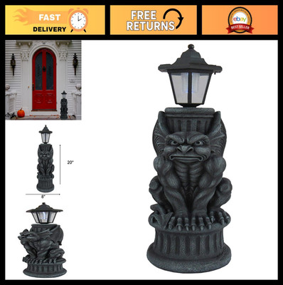 Glowing Grimace Guardian Gargoyle LED Solar Light - 20'' Gothic Garden Statue