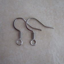 24 hypoallergenic stainless steel 304 earring hooks 22 gauge with coil