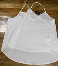 Ekouaer Womens XL White Satin Camisole Tank Top Spaghetti Strap NWT