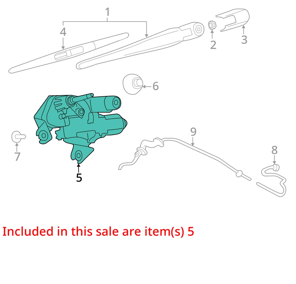 Conjunto de motor limpiaparabrisas de ventana puerta trasera Nissan Leaf 2013-2017 fabricante de equipos originales Foto 3 de 4