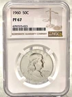 1960 50C FRANKLIN HALF DOLLAR PROOF COIN NGC PF 67